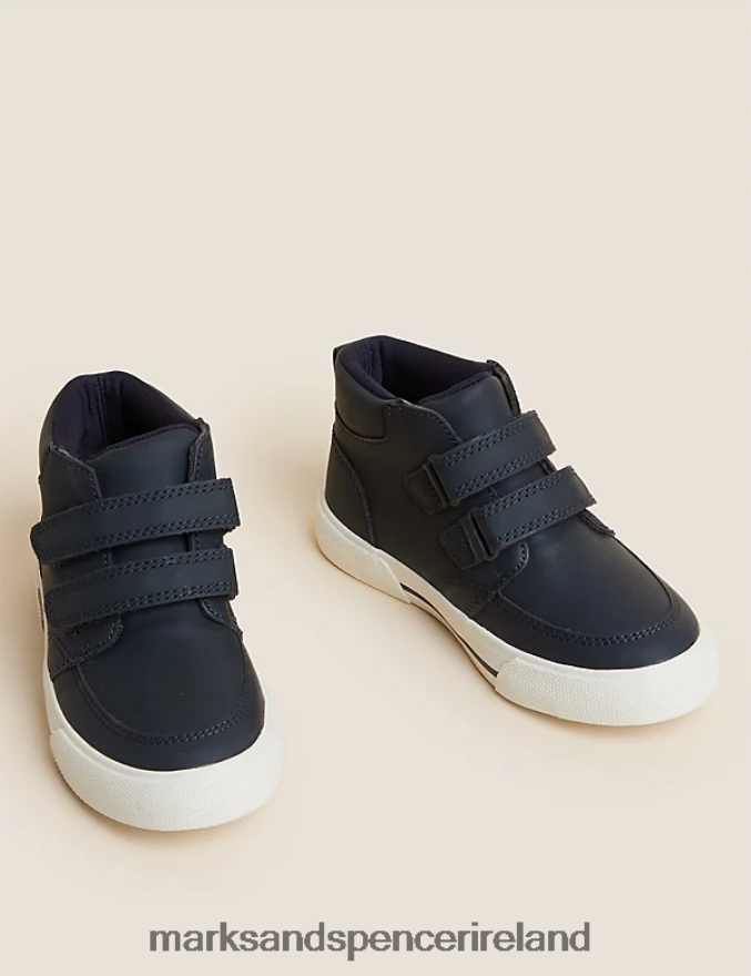 Marks & Spencer Kids Freshfeet Riptape High Tops Navy Footwear 2VJ8DF8127