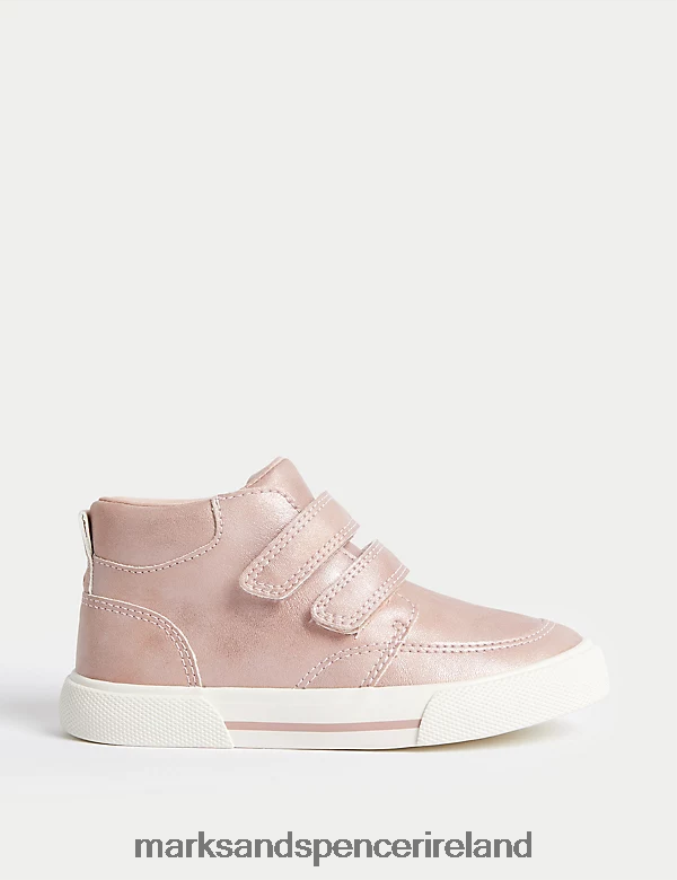 Marks & Spencer Kids Freshfeet Riptape High Tops Pink Footwear 2VJ8DF8409
