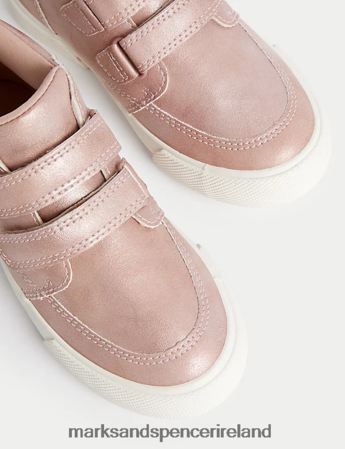 Marks & Spencer Kids Freshfeet Riptape High Tops Pink Footwear 2VJ8DF8409