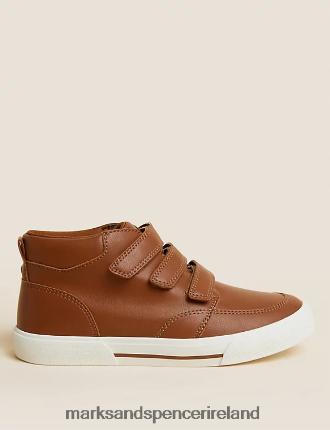 Marks & Spencer Kids Freshfeet Riptape High Tops Tan Footwear 2VJ8DF8241