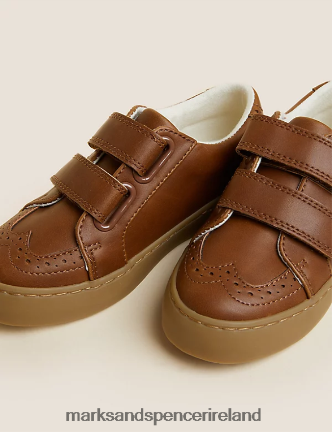 Marks & Spencer Kids Freshfeet Riptape Shoes Tan Footwear 2VJ8DF8755