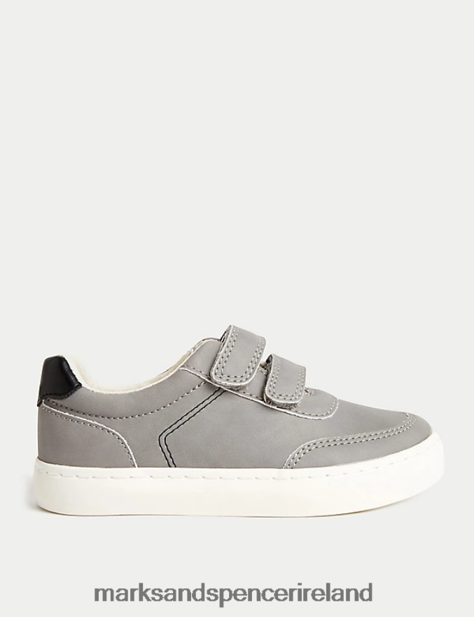 Marks & Spencer Kids Freshfeet Riptape Trainers Grey Footwear 2VJ8DF8343