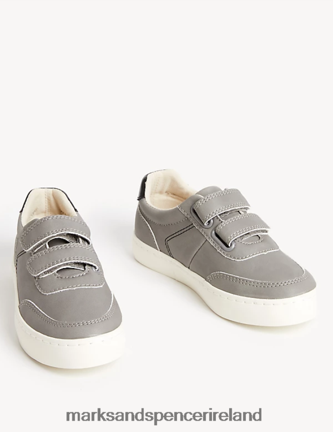Marks & Spencer Kids Freshfeet Riptape Trainers Grey Footwear 2VJ8DF8343