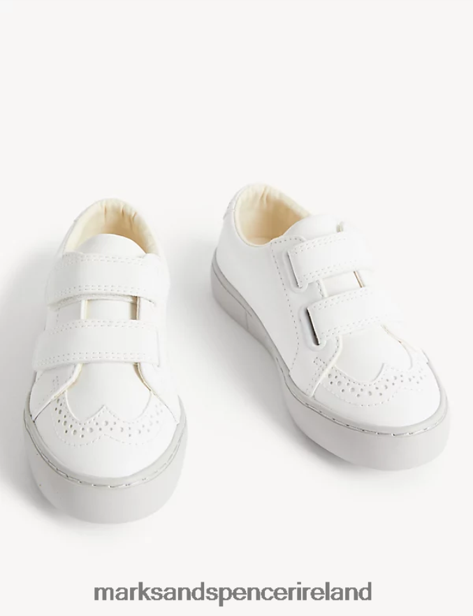 Marks & Spencer Kids Freshfeet Riptape Trainers White Footwear 2VJ8DF8400