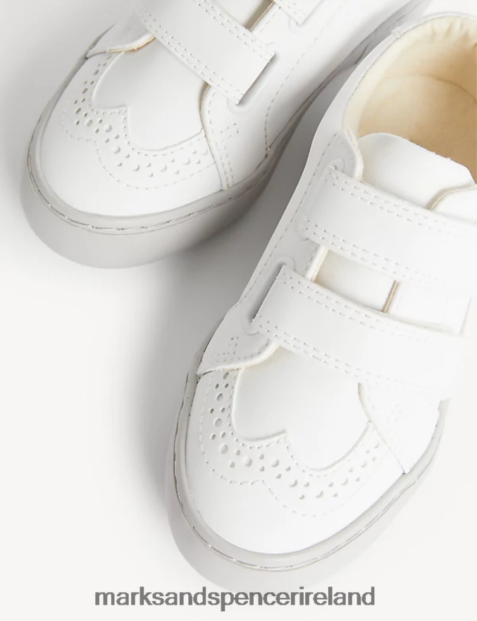 Marks & Spencer Kids Freshfeet Riptape Trainers White Footwear 2VJ8DF8400