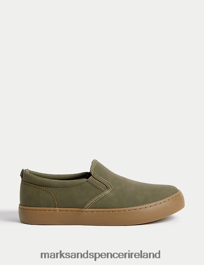 Marks & Spencer Kids Freshfeet Slip-on Shoes Khaki Footwear 2VJ8DF8155