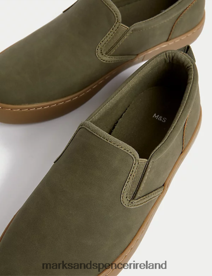 Marks & Spencer Kids Freshfeet Slip-on Shoes Khaki Footwear 2VJ8DF8155
