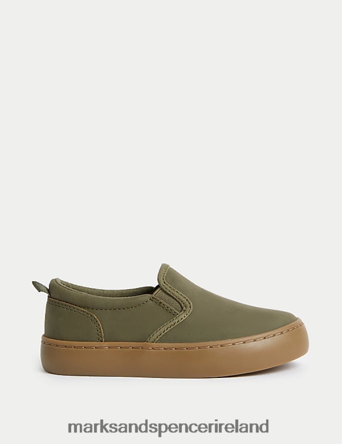 Marks & Spencer Kids Freshfeet Slip-on Shoes Khaki Footwear 2VJ8DF8368