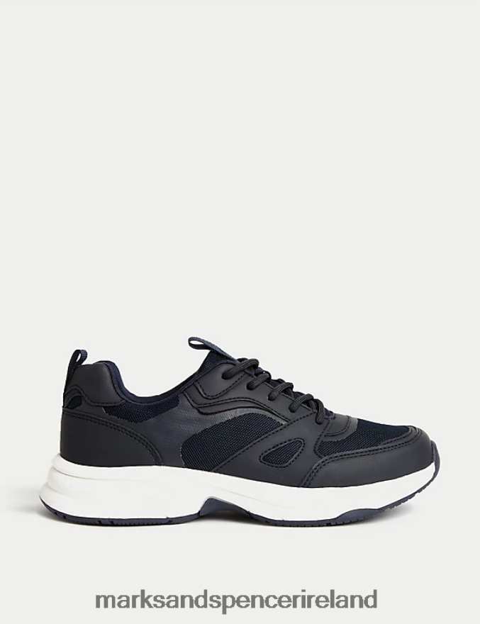 Marks & Spencer Kids Freshfeet Trainers Navy Mix Footwear 2VJ8DF8380