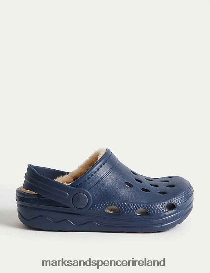 Marks & Spencer Kids Fur Lined Clogs Navy Footwear 2VJ8DF8617