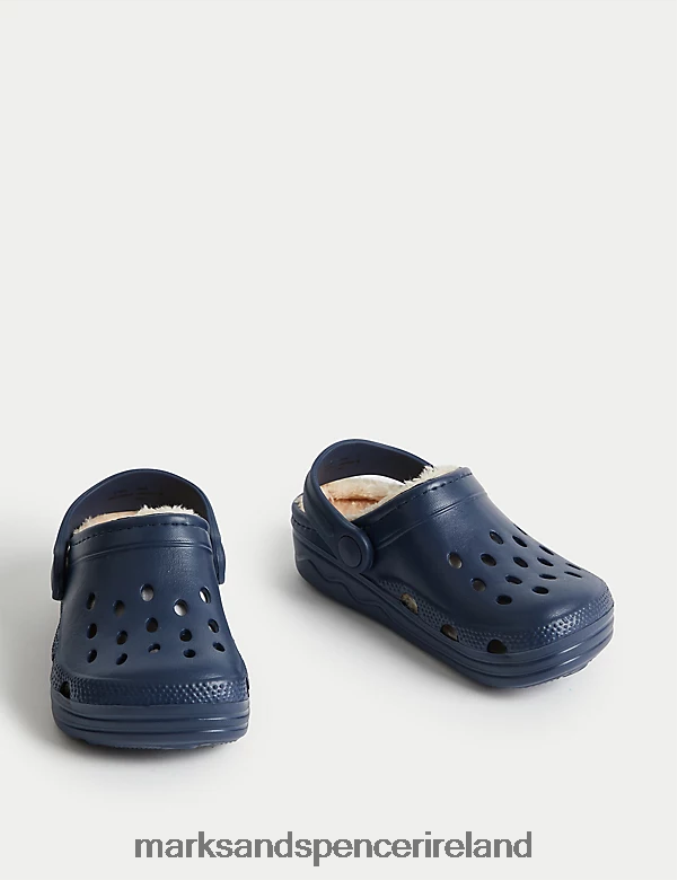 Marks & Spencer Kids Fur Lined Clogs Navy Footwear 2VJ8DF8617