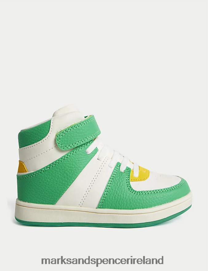 Marks & Spencer Kids High Top Trainers Green Mix Footwear 2VJ8DF8469