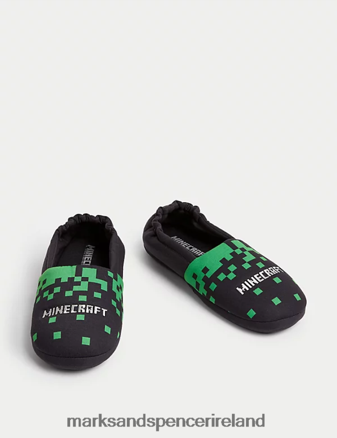 Marks & Spencer Kids Minecraft Slippers Green Mix Footwear 2VJ8DF8235