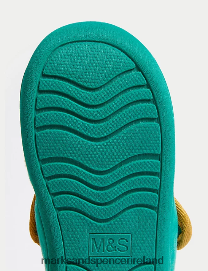 Marks & Spencer Kids Monster Riptape Slippers Spearmint Footwear 2VJ8DF8483