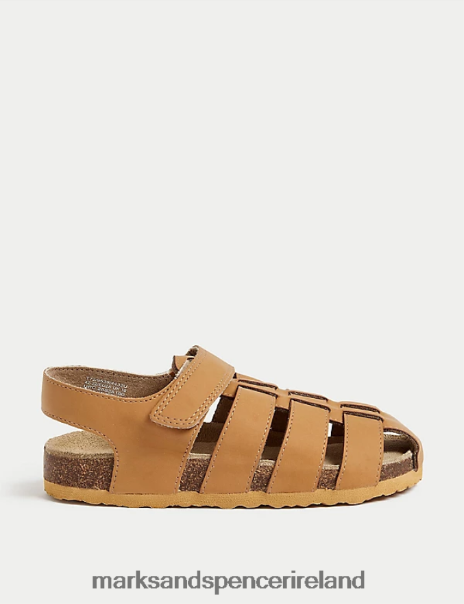 Marks & Spencer Kids Riptape Footbed Sandals Tan Footwear 2VJ8DF8888