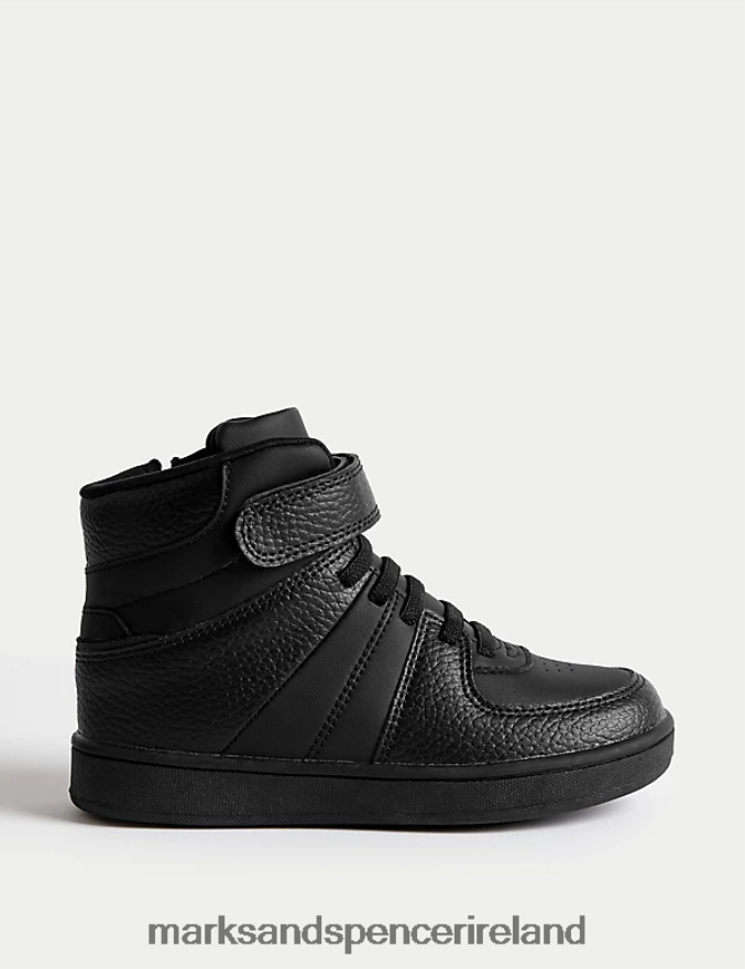 Marks & Spencer Kids Riptape High Top Trainers Black Footwear 2VJ8DF8195