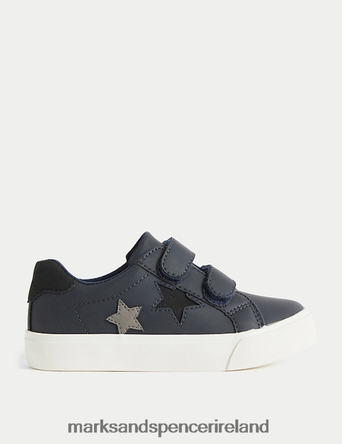 Marks & Spencer Kids Riptape Trainers Navy Mix Footwear 2VJ8DF8386