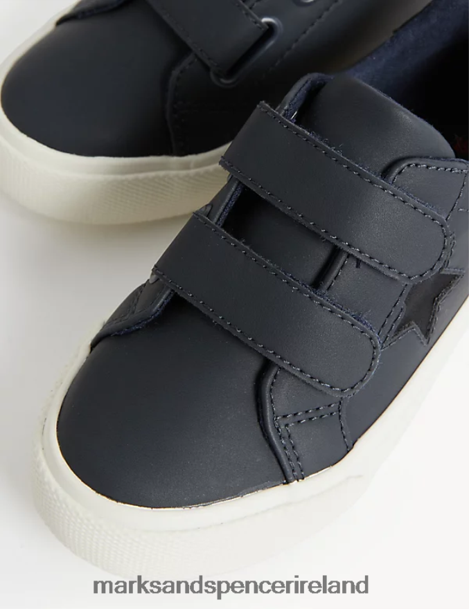 Marks & Spencer Kids Riptape Trainers Navy Mix Footwear 2VJ8DF8386