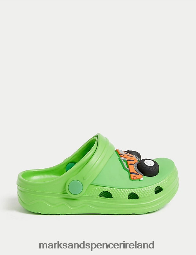 Marks & Spencer Kids Truck Clogs Green Footwear 2VJ8DF8744