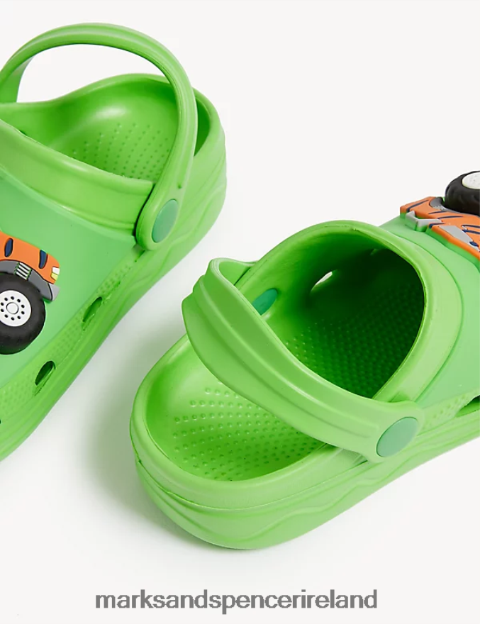 Marks & Spencer Kids Truck Clogs Green Footwear 2VJ8DF8744
