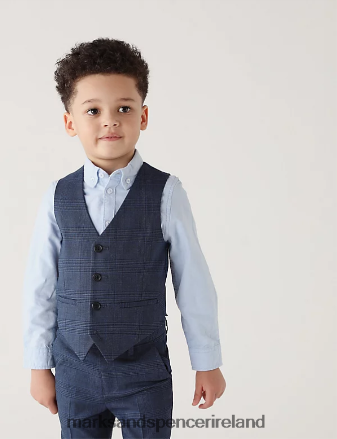 Marks & Spencer Kids Checked Suit Waistcoat Navy Clothing 2VJ8DF8115