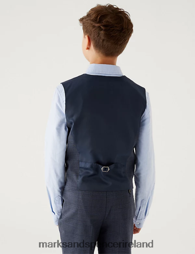 Marks & Spencer Kids Checked Suit Waistcoat Navy Clothing 2VJ8DF8158