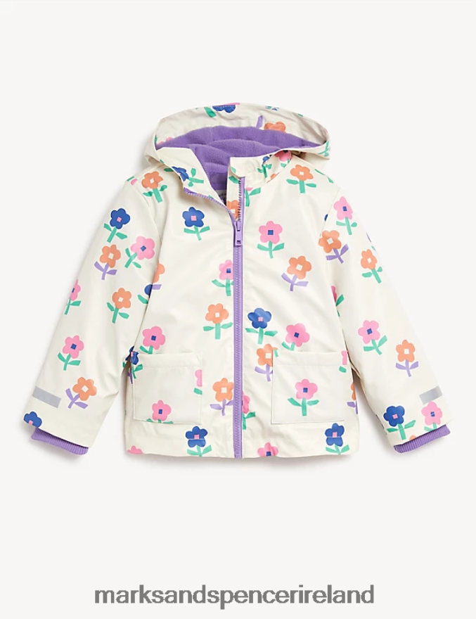 Marks & Spencer Kids 3-in-1 Stormwear Floral Fisherman Coat Cream Mix Clothing 2VJ8DF9057