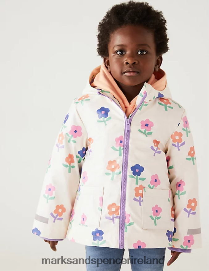 Marks & Spencer Kids 3-in-1 Stormwear Floral Fisherman Coat Cream Mix Clothing 2VJ8DF9057