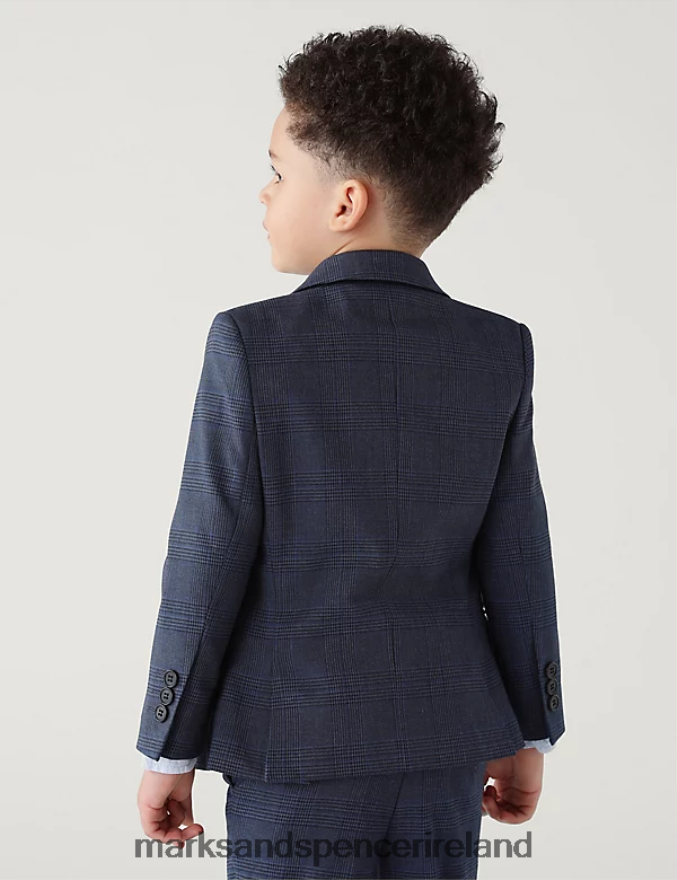 Marks & Spencer Kids Checked Suit Jacket Navy Clothing 2VJ8DF7984