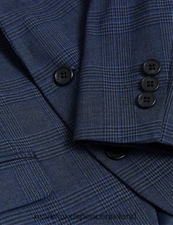 Marks & Spencer Kids Checked Suit Jacket Navy Clothing 2VJ8DF7984