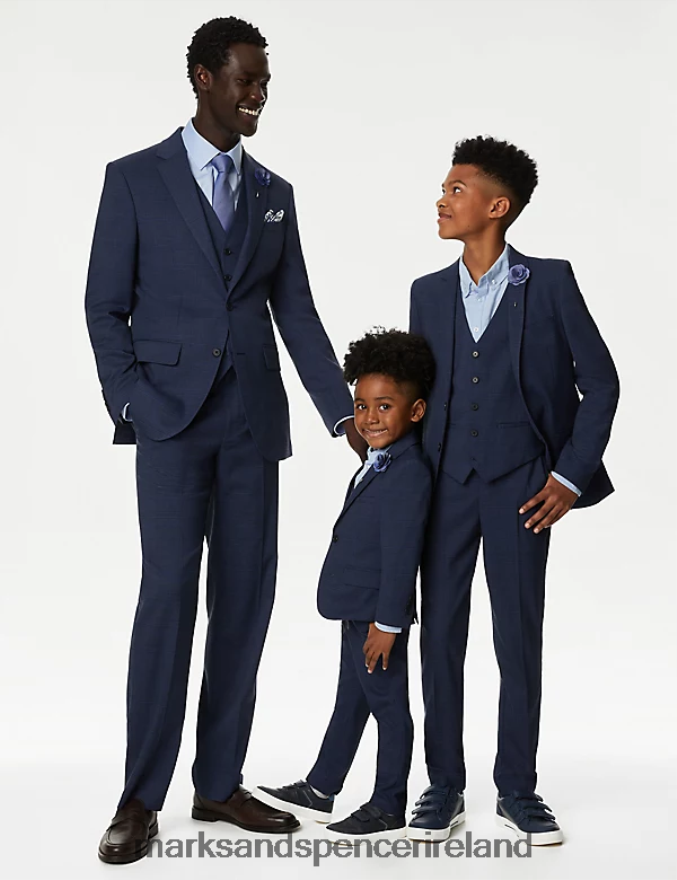 Marks & Spencer Kids Checked Suit Jacket Navy Clothing 2VJ8DF8088