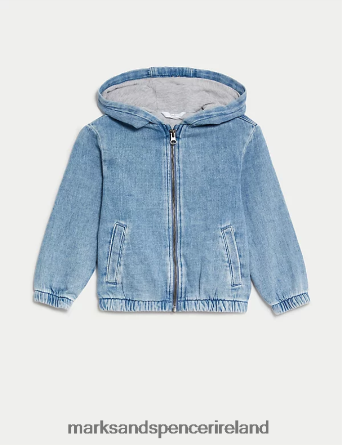Marks & Spencer Kids Hooded Zip Jacket Denim Clothing 2VJ8DF7919