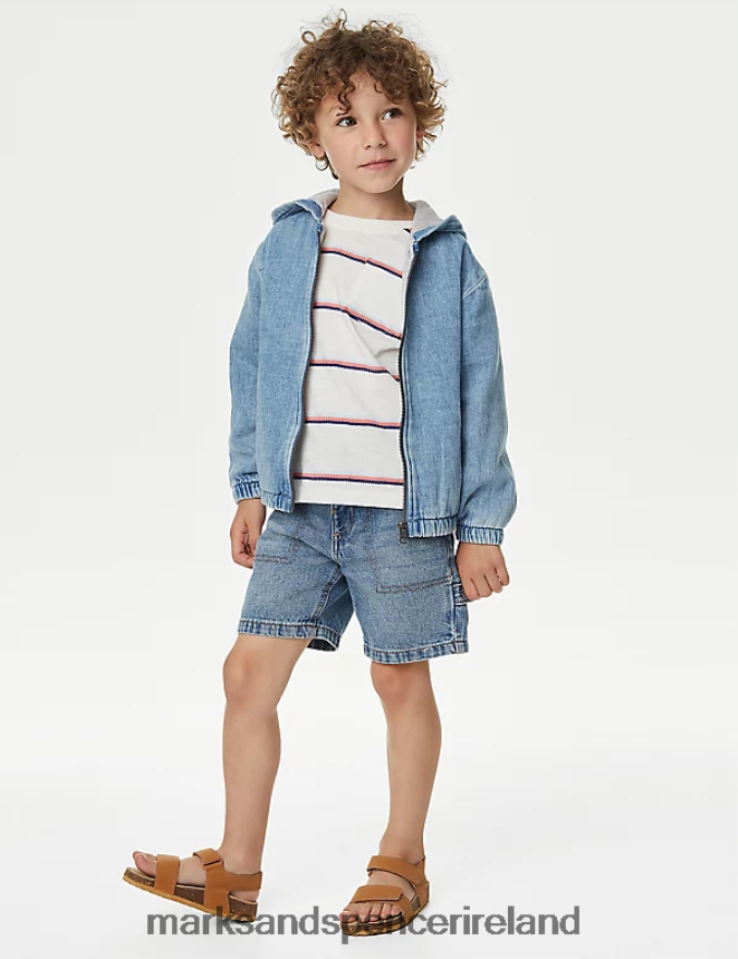 Marks & Spencer Kids Hooded Zip Jacket Denim Clothing 2VJ8DF7919