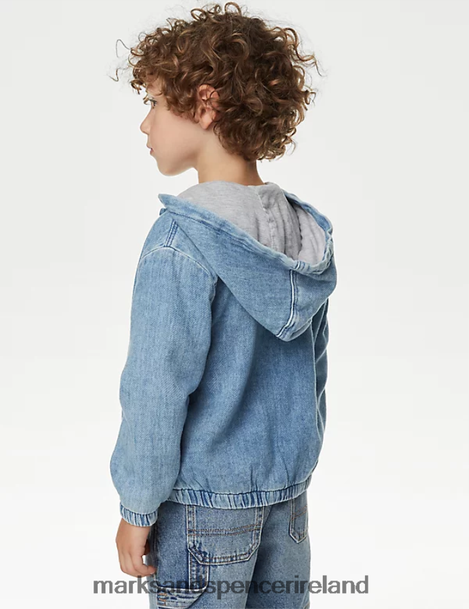 Marks & Spencer Kids Hooded Zip Jacket Denim Clothing 2VJ8DF7919