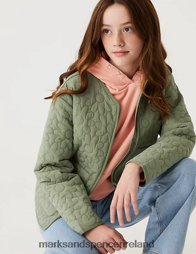 Marks & Spencer Kids Lightweight Quilted Jacket Khaki Clothing 2VJ8DF9093