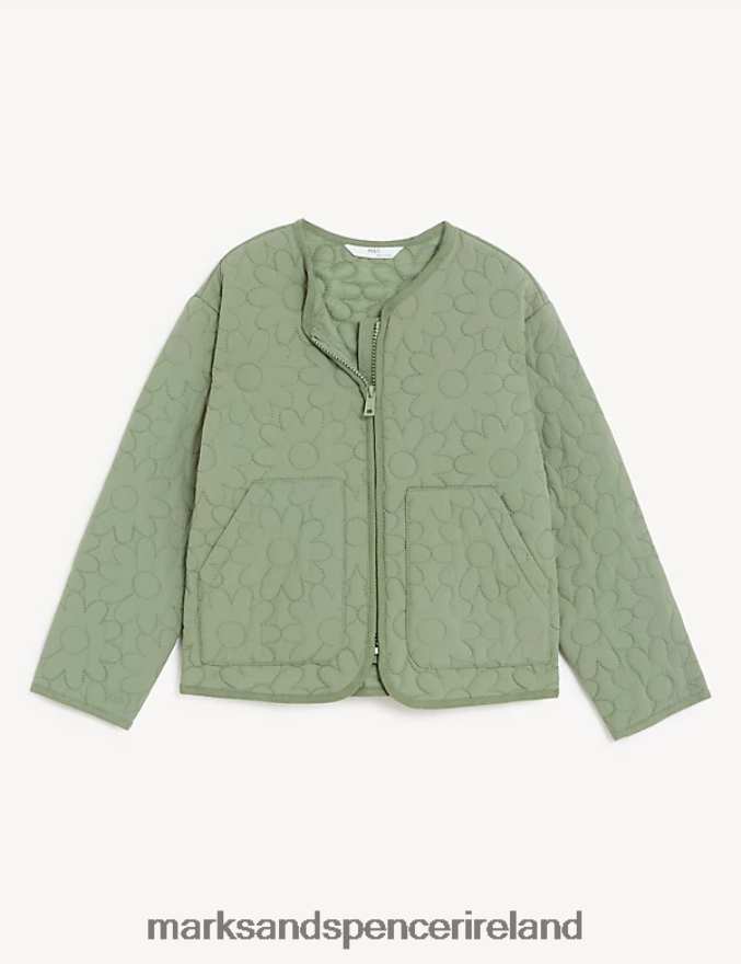 Marks & Spencer Kids Lightweight Quilted Jacket Khaki Clothing 2VJ8DF9093