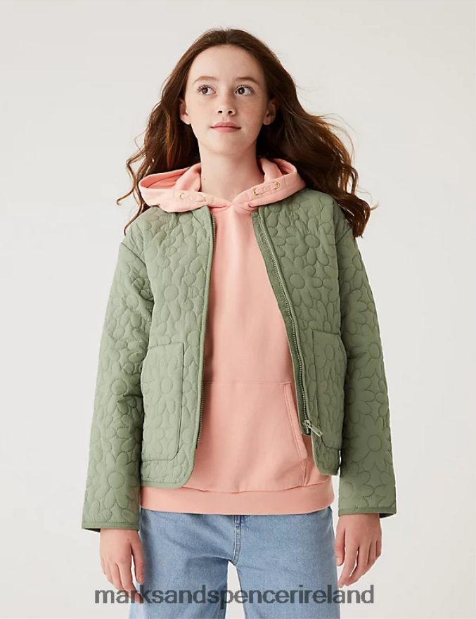 Marks & Spencer Kids Lightweight Quilted Jacket Khaki Clothing 2VJ8DF9093