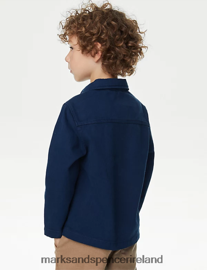 Marks & Spencer Kids Pure Cotton Shacket Blue Clothing 2VJ8DF7866