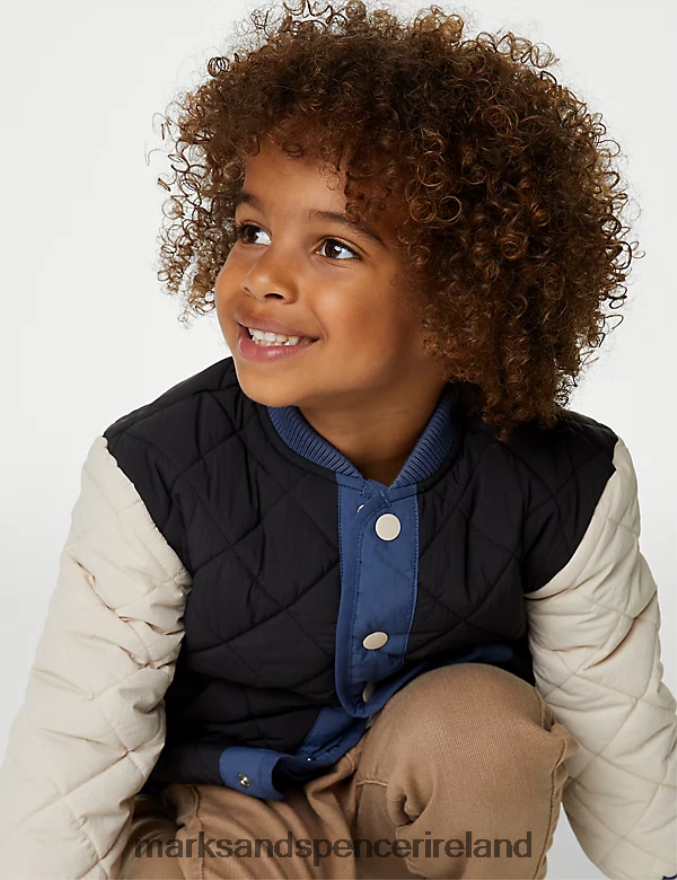 Marks & Spencer Kids Quilted Bomber Charcoal Mix Clothing 2VJ8DF8081