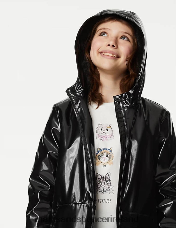 Marks & Spencer Kids Stormwear Hooded Fisherman Coat Black Clothing 2VJ8DF9171