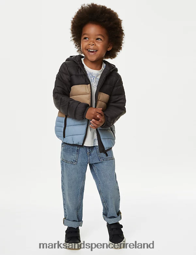 Marks & Spencer Kids Stormwear Lightweight Padded Jacket Charcoal Mix Clothing 2VJ8DF8167
