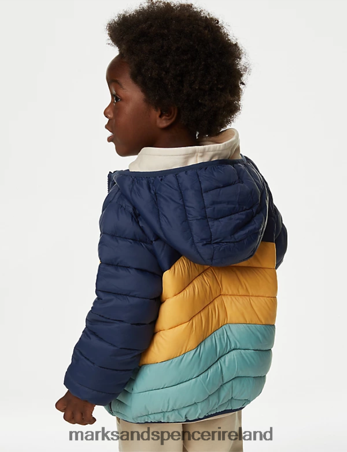 Marks & Spencer Kids Stormwear Lightweight Padded Jacket Navy Mix Clothing 2VJ8DF7900