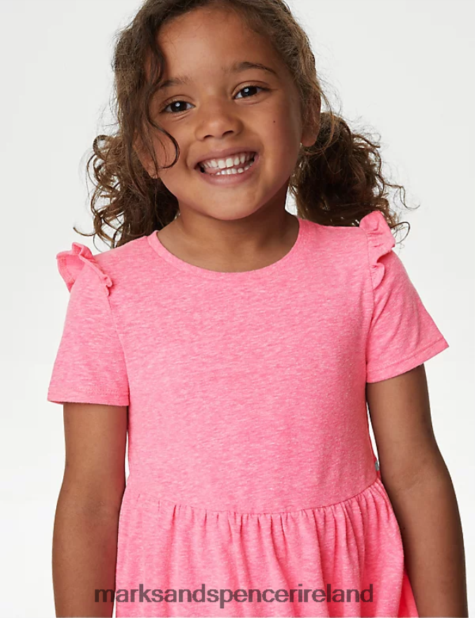 Marks & Spencer Kids 2pk Pure Cotton Floral & Plain Dresses Multi Clothing 2VJ8DF8815