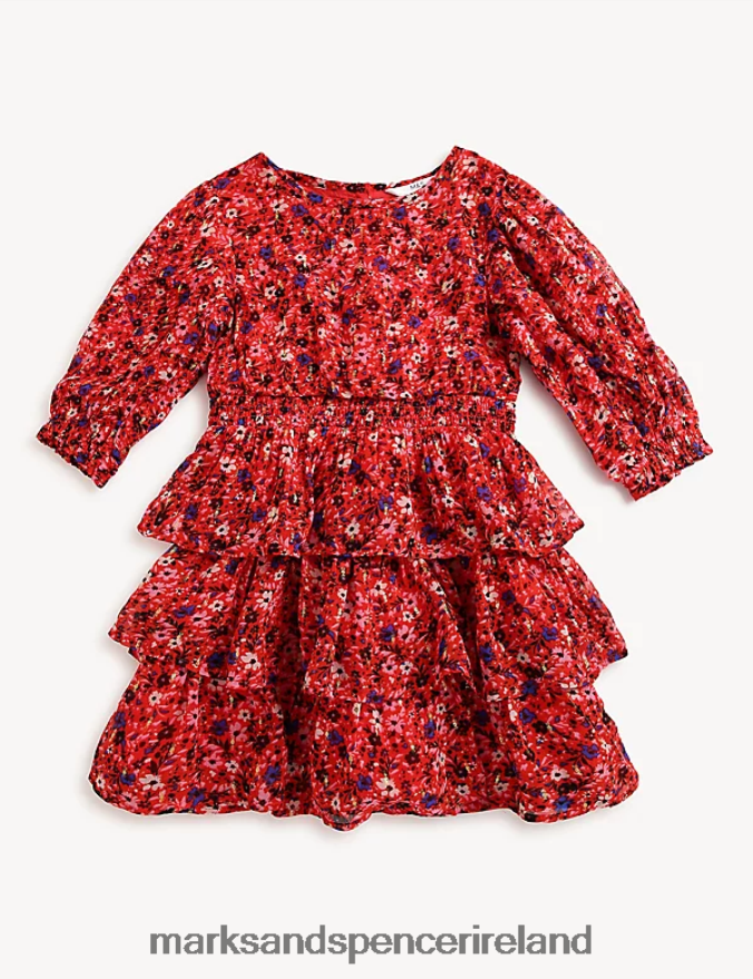 Marks & Spencer Kids Floral Dress Red Clothing 2VJ8DF8879