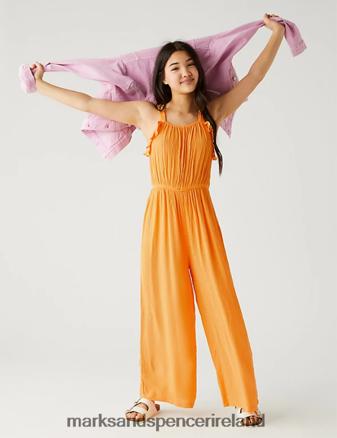 Marks & Spencer Kids Frill Crinkle Jumpsuit Orange Clothing 2VJ8DF9578