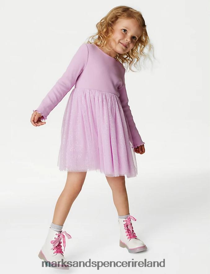 Marks & Spencer Kids Glitter Tiered Dress Pink Clothing 2VJ8DF9875