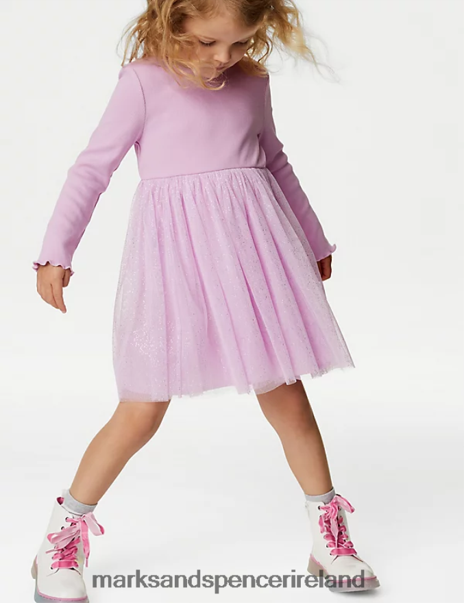 Marks & Spencer Kids Glitter Tiered Dress Pink Clothing 2VJ8DF9875