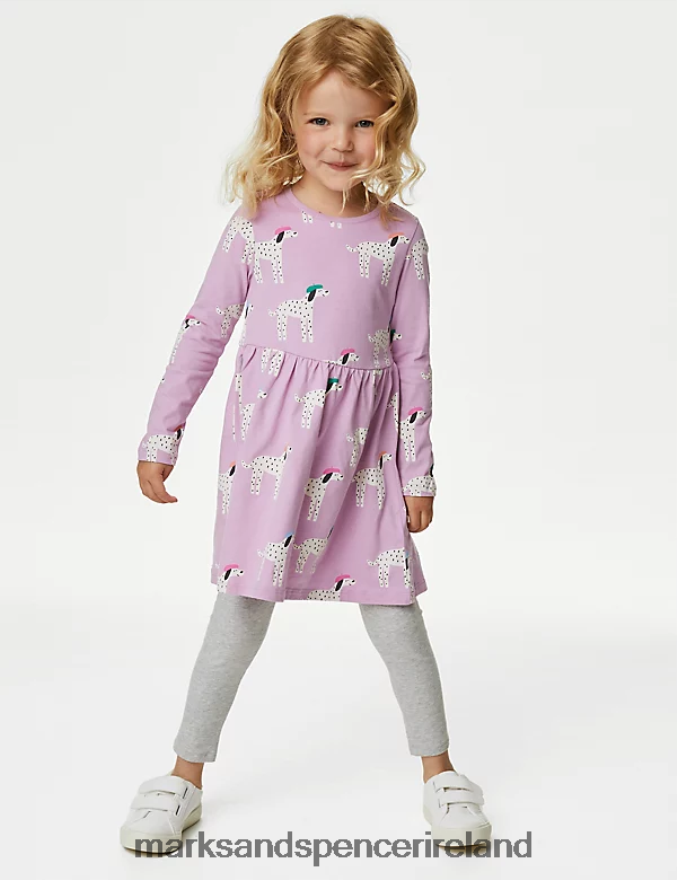 Marks & Spencer Kids Pure Cotton Dalmatian Dress Pink Clothing 2VJ8DF8763
