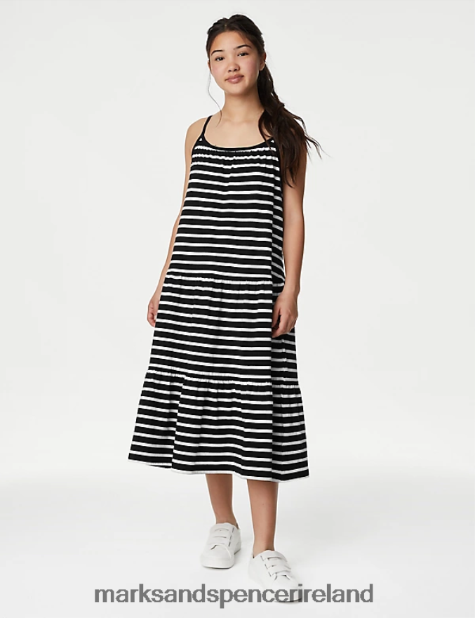 Marks & Spencer Kids Pure Cotton Dress Black Clothing 2VJ8DF9740