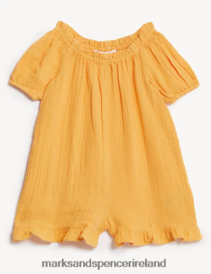 Marks & Spencer Kids Pure Cotton Playsuit Clementine Clothing 2VJ8DF9701